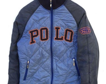 Vtg 90s Polo Ralph Lauren quilted down jacket POLO spell out logo