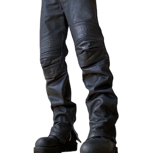 Archive AW 1999 Helmut Lang astro biker coated denim jeans