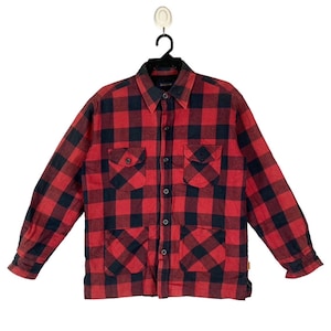 Vtg 90s Woolrich checkered tartan plaid multi pocket quilted lined jacket Medium size