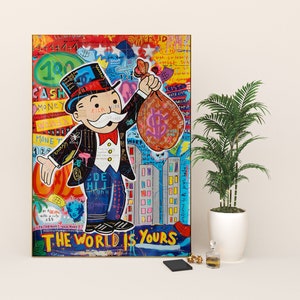 Graffiti Rich Life Wall Art - The World Is Yours. Printable Digital Canvas | Motivational Office Posters | Inspirational Art for Home Decor
