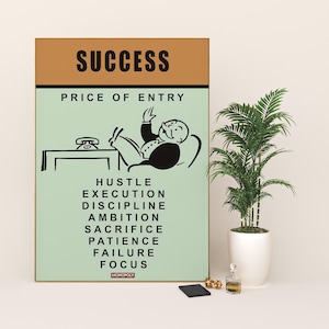 Monopoly Printable Wall Art - Success. Graffiti Canvas | Motivational Office Posters | Inspirational Art for Home Decor