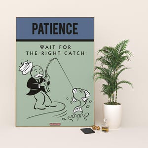 Monopoly Printable Wall Art - Patience. Graffiti Canvas | Motivational Office Posters | Inspirational Art for Home Decor