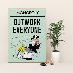 Monopoly Printable Wall Art - Outwork Everyone. Graffiti Canvas | Motivational Office Posters | Inspirational Art for Home Decor