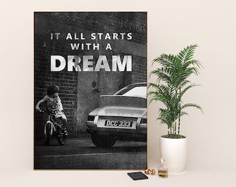 Dream Printable Wall Art - It All Starts With A Dream. Graffiti Canvas | Motivational Office Posters | Inspirational Art for Home Decor