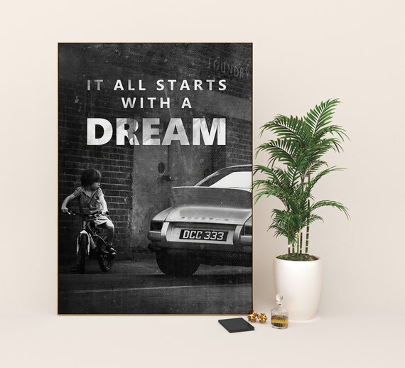 Dream Printable Wall Art - It All Starts With A Dream. Graffiti Canvas | Motivational Office Posters | Inspirational Art for Home Decor