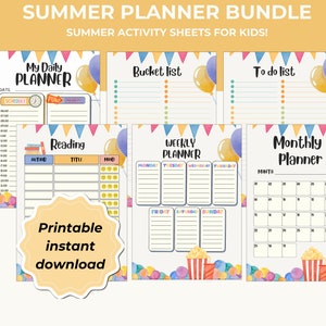 PLANNER for KIDS back to school printable activity reading chart for kid daily chore bucket list for childs to do list for kids routine Plan