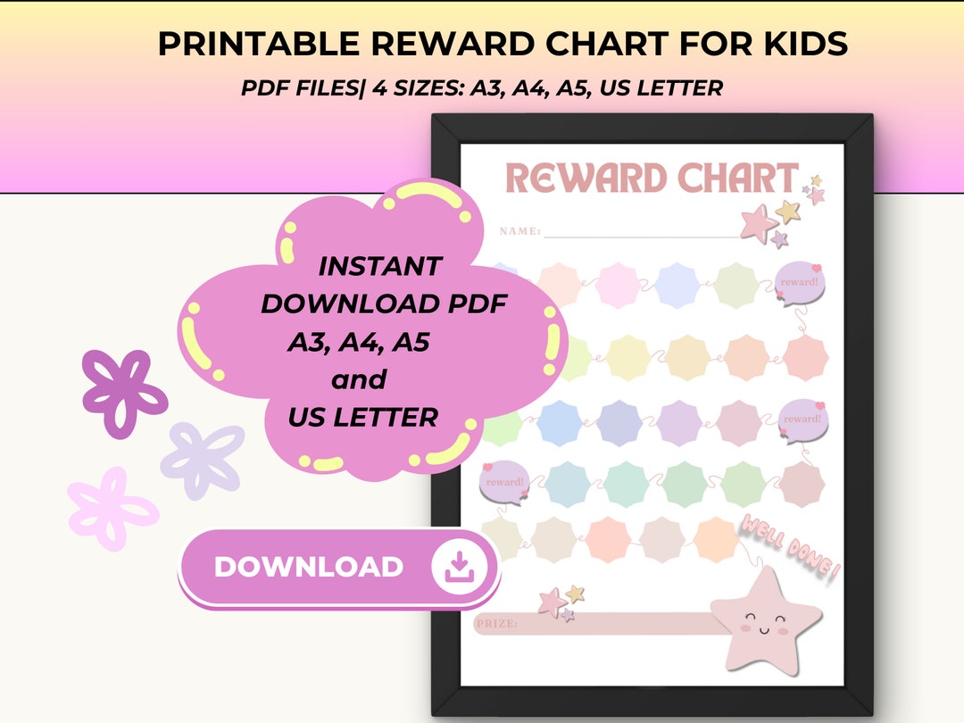 REWARD CHART for Kids Behavior Chart Printable Reward POTTY Chart ...