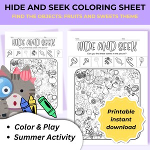 Obst & Süßigkeit Verstecken Nachfragen Aktivitätenblatt: Kids Printable (Digitaler Download)