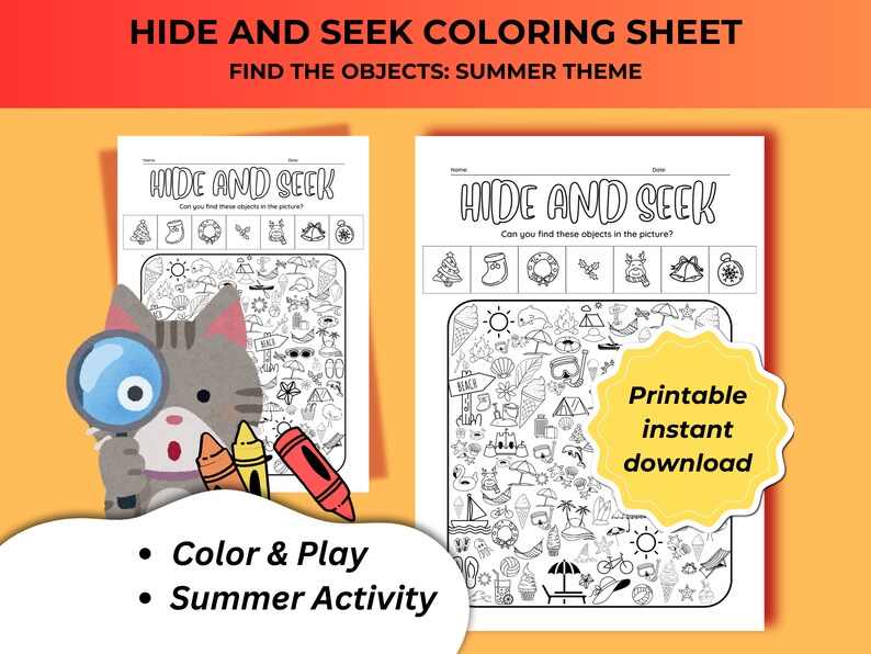 KIDS GAME Summer Camp Activity Printable Worksheet Coloring for Kids ...