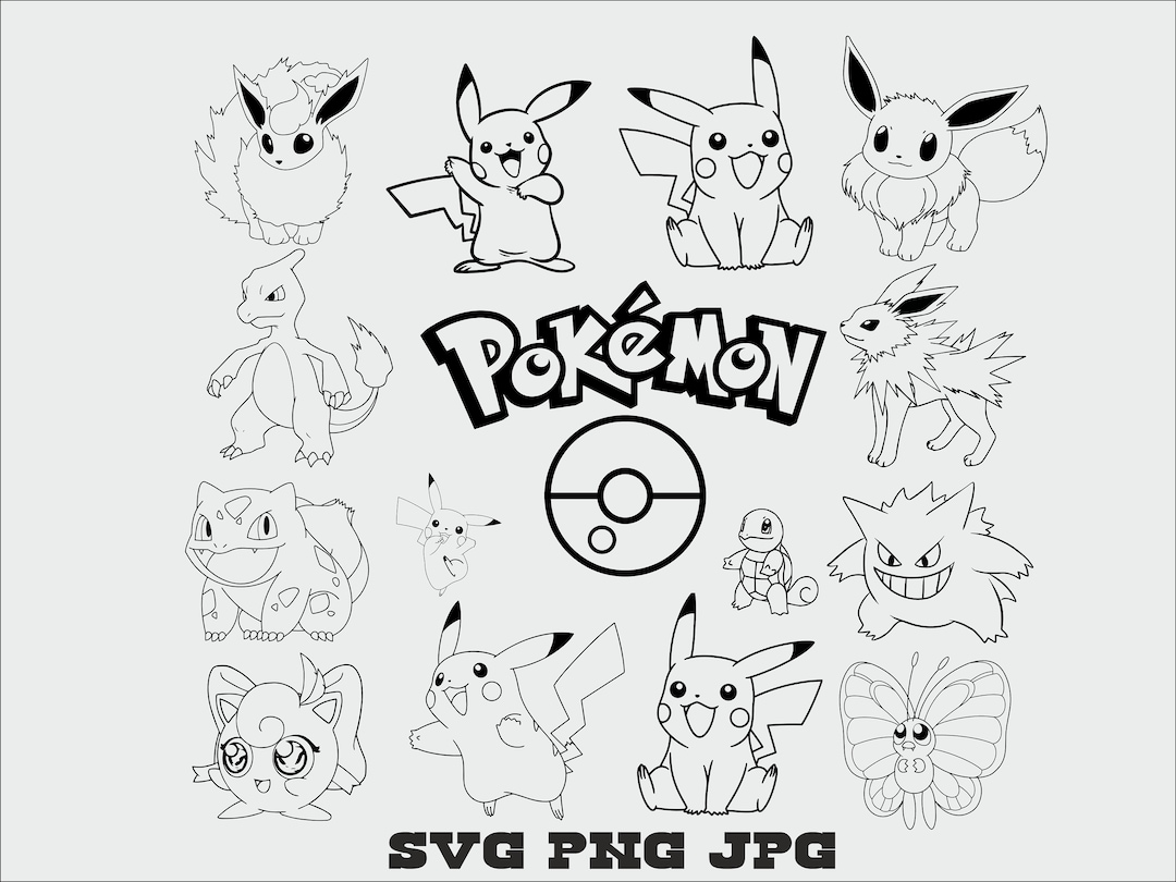 Pokemon Svg Bundle, Pokemon Characters, Pokemon Svg, Pikachu, Poke Ball