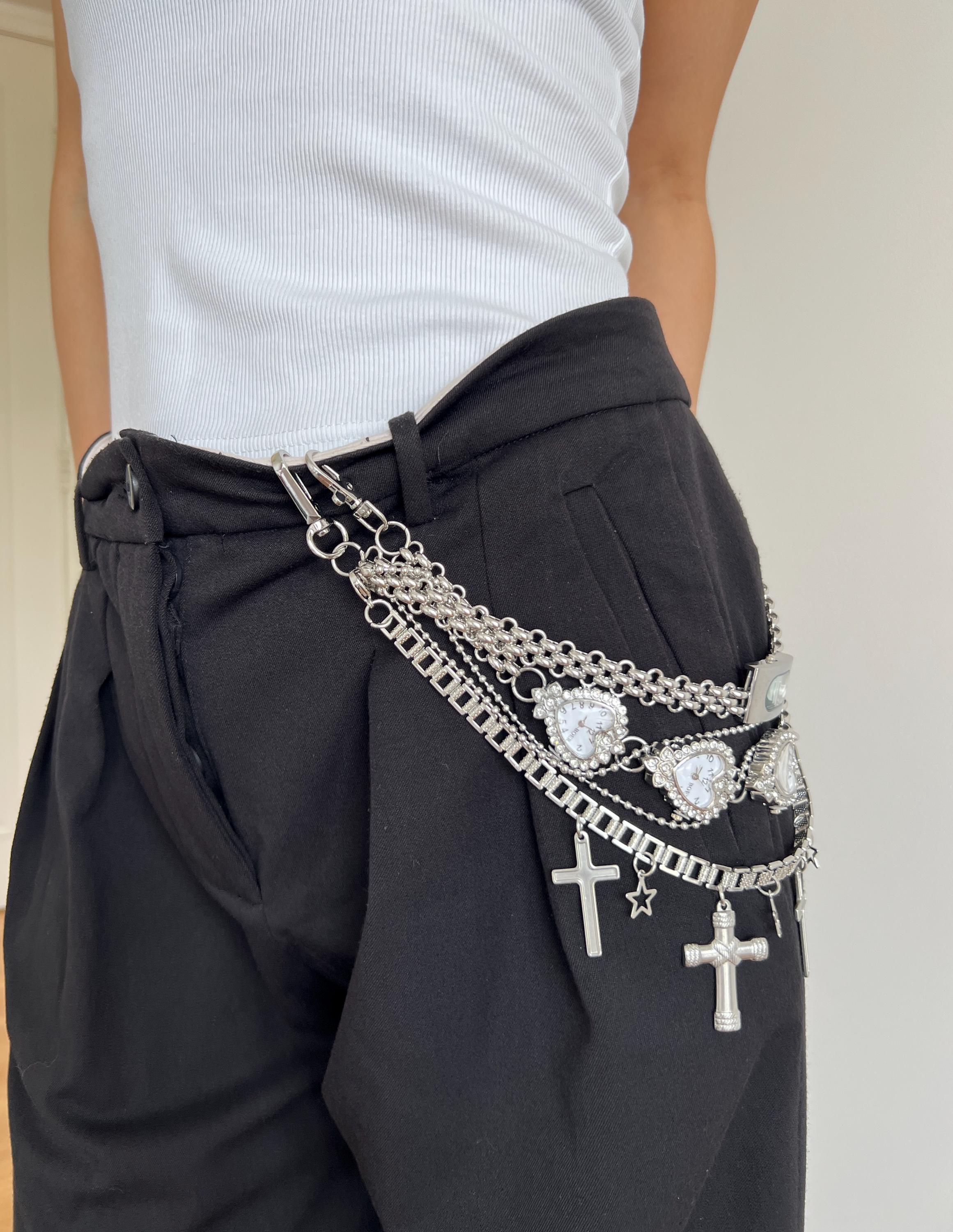 小物 opium archive grunge 00s chainmail belt Leather Metal Punk Emo Goth Y2K Rare Opium Mens Belt 30-33
