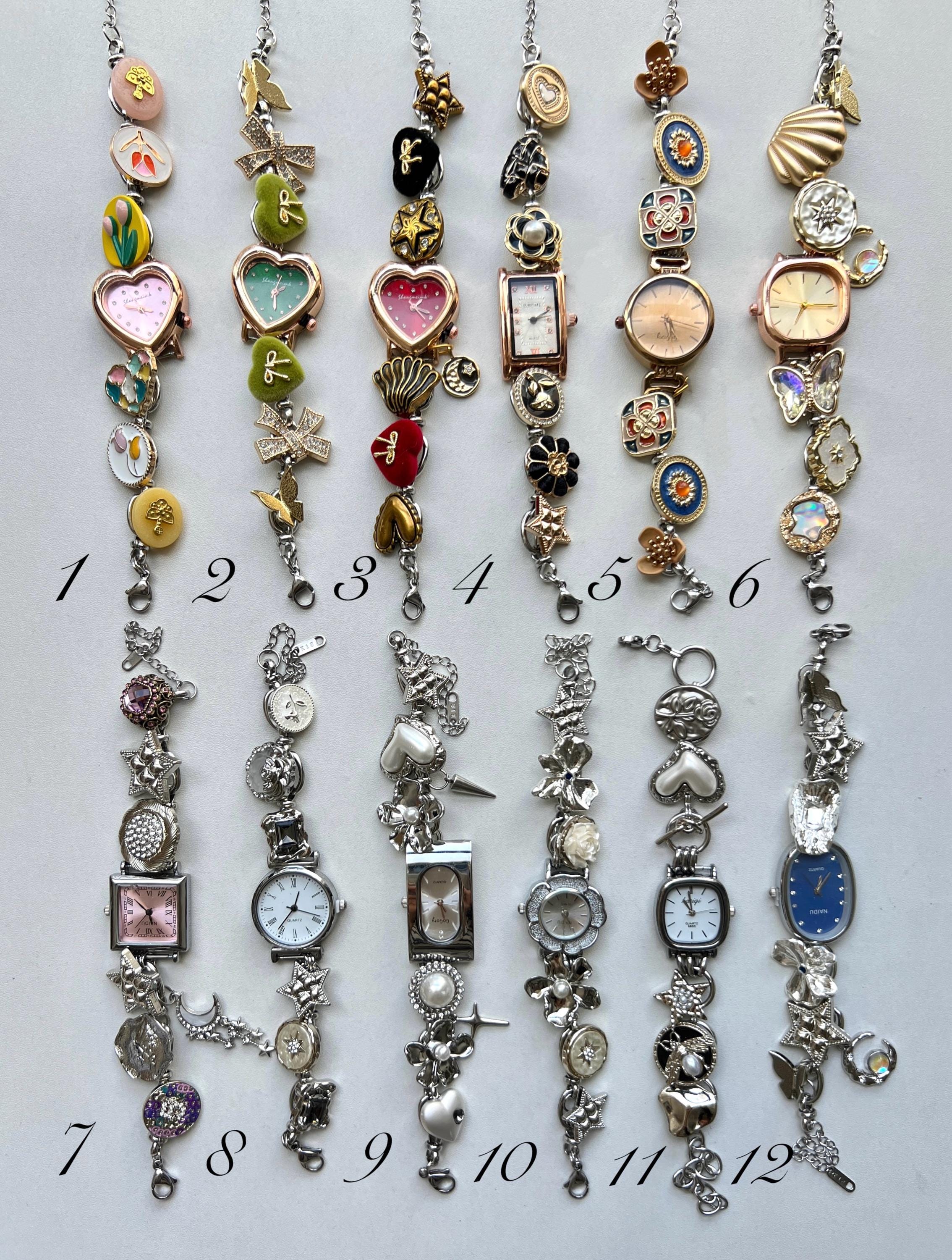 時計 vintage Rumble Fish bracelet watch y2k Vintage Multi-charm Watch Bracelet, Gold Watch Bracelet