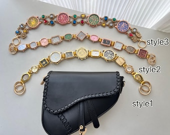 Punk Gold Watch Bag Strap,multi-watch Metal Bag Strap