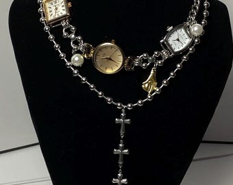 Junk Heaven Die Cross Necklace, Gothic Cross Pendant With