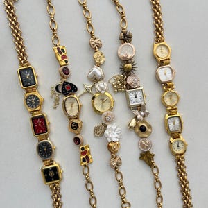 Vintage charm gold watch choker necklace,star flower charm necklace, elegant women watch necklace,Y2K gold watch,wedding watch jewelry gift