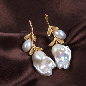 MoJoneVintageJewelry Handcrafted Custom Rose Baroque Pearl Earrings Women s Natural Freshwater Pearl Earrings Elegant and Unique Statement Jewelry