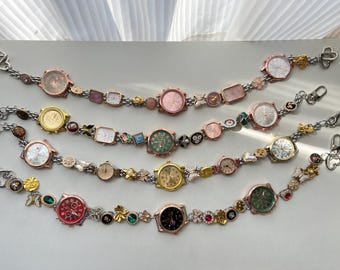 Vintage Pink Button Watch Bag Strap,Colorful Watch Bag Chain,Pink Watch Purse Strap,Y2K Clock Purse Strap, Watch Handbag Chain Gift For Her