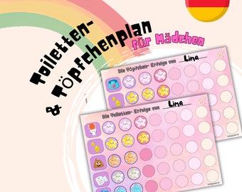 Töpfchen- und Toilettentrainingsplan für Mädchen mit Belohnungssternen – Descarga digital – Einfach zu Drucken und Verwenden