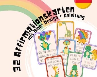 Affirmationskarten für Kinder- 32 liebevoll gestaltete Dinosaurier Karten zum Ausdrucken