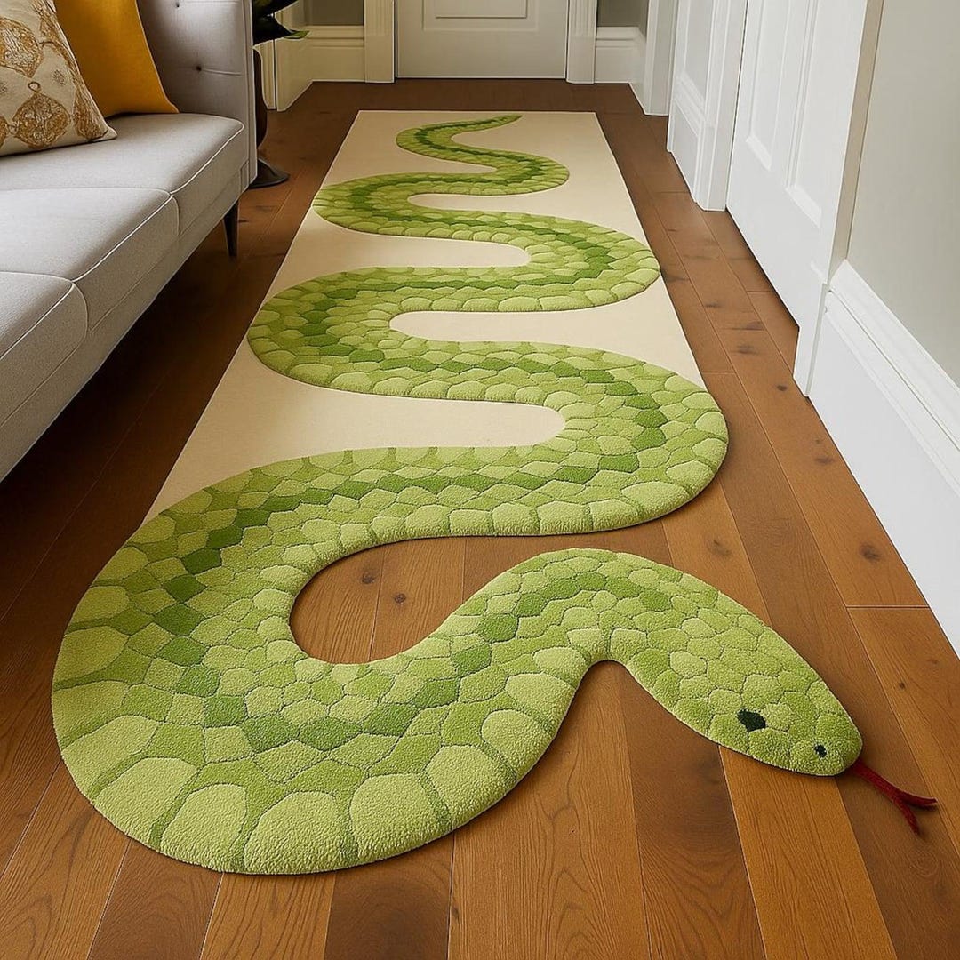 Hand-tufted Wool Snake Rug: Bold Serpent Hallway Runner - Etsy