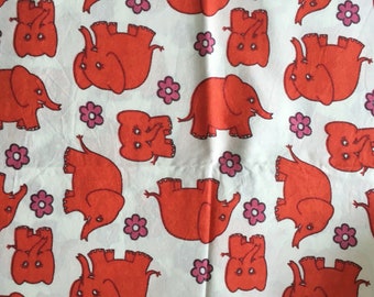 New retro elephant fabric - 100x85 cm.