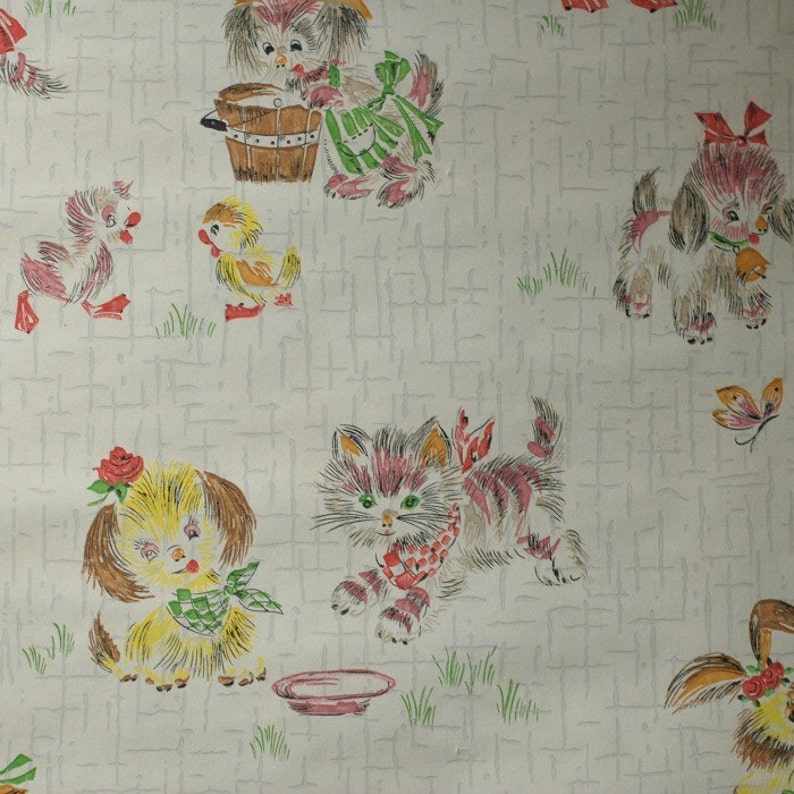 Childrens vintage wallpaper 50 cm. Etsy