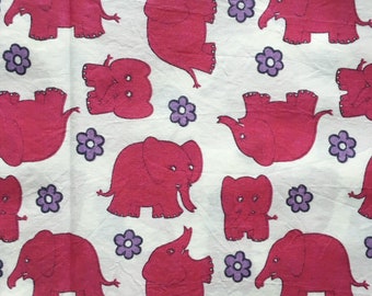 New retro elephant fabric - 100x85 cm.