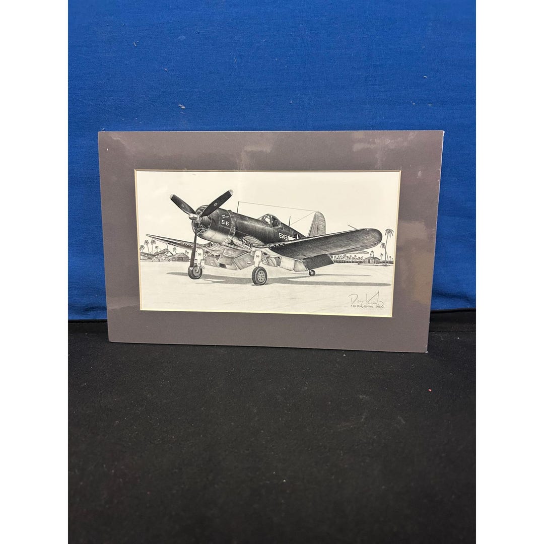 F4U Corsair Black & White Aviation Illustration Print by Don Koester ...