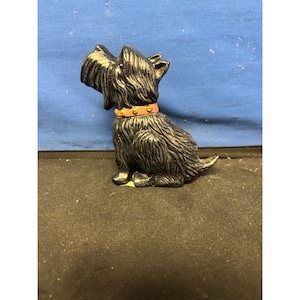 Cast Iron Scottie Dog Figurine With Red Collar