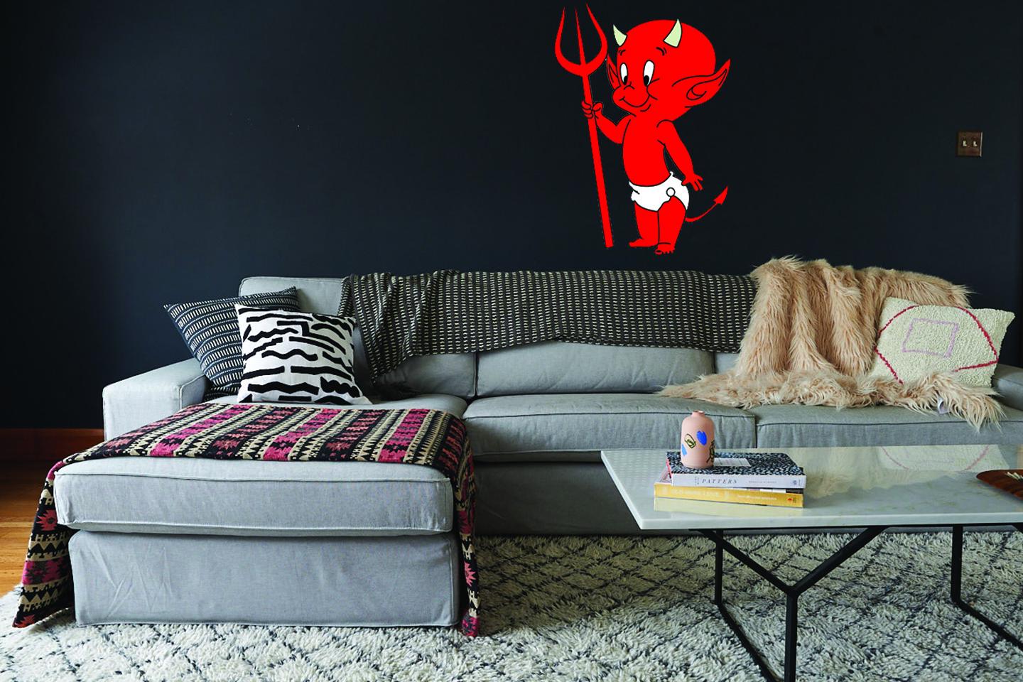 LITTLE RED DEVIL HELMET / HARD HAT / LAPTOP STICKER / DECAL