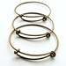 Antique Bronze Adjustable Bangle Bracelets - Set of 5 - Brass Expandable Charm Bracelet, Adjustable Bangle Wire Loop Bracelet (GFD0031)