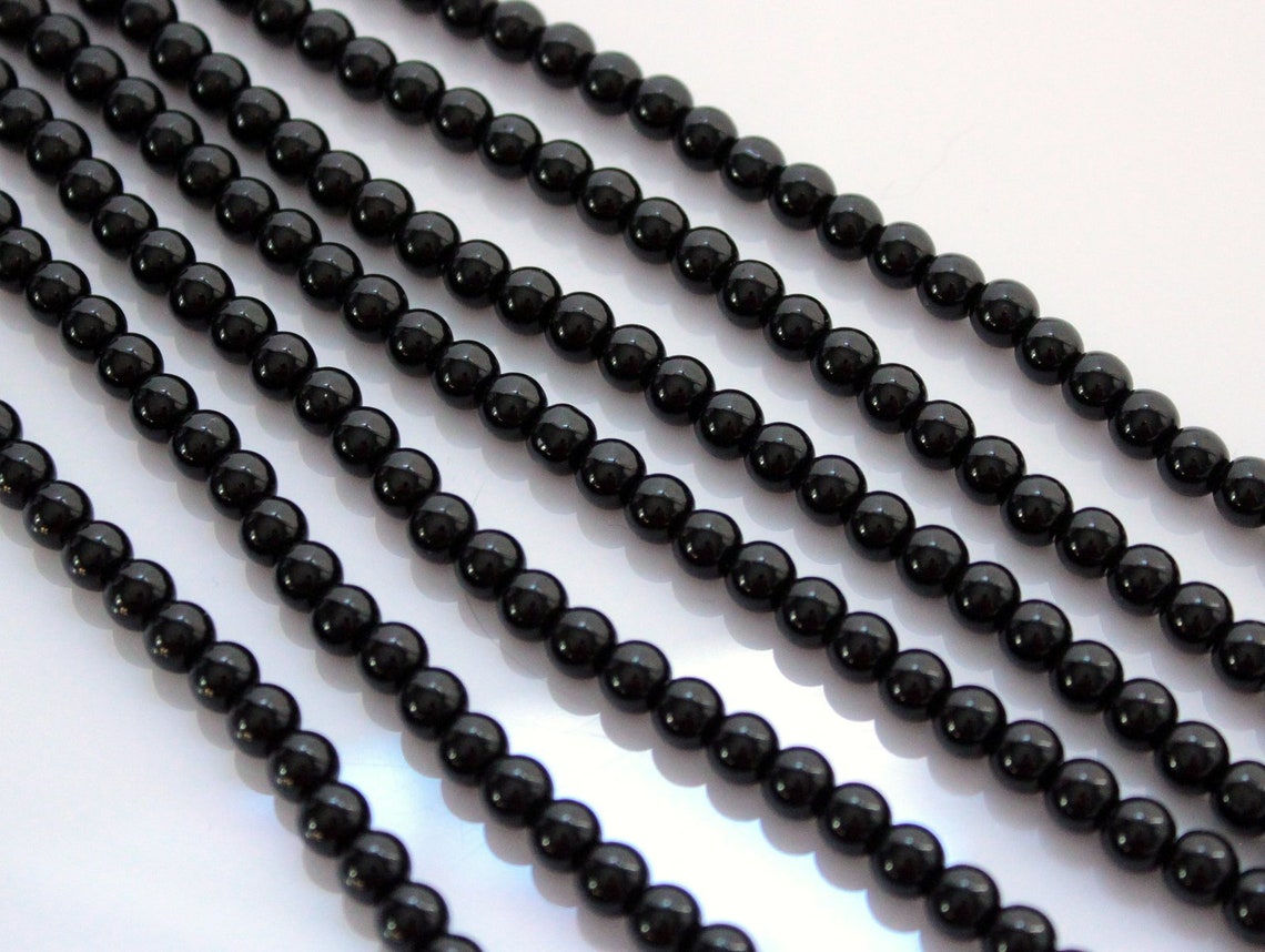 150 Pieces 4mm Black Glass Beads 4mm Round 150 Beads Etsy