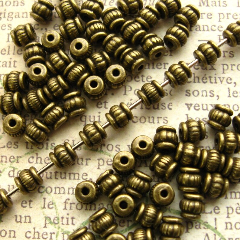 Length 5 mm 100 P. Vintage Brass Tube Spacer Beads Inside Diameter 4 mm