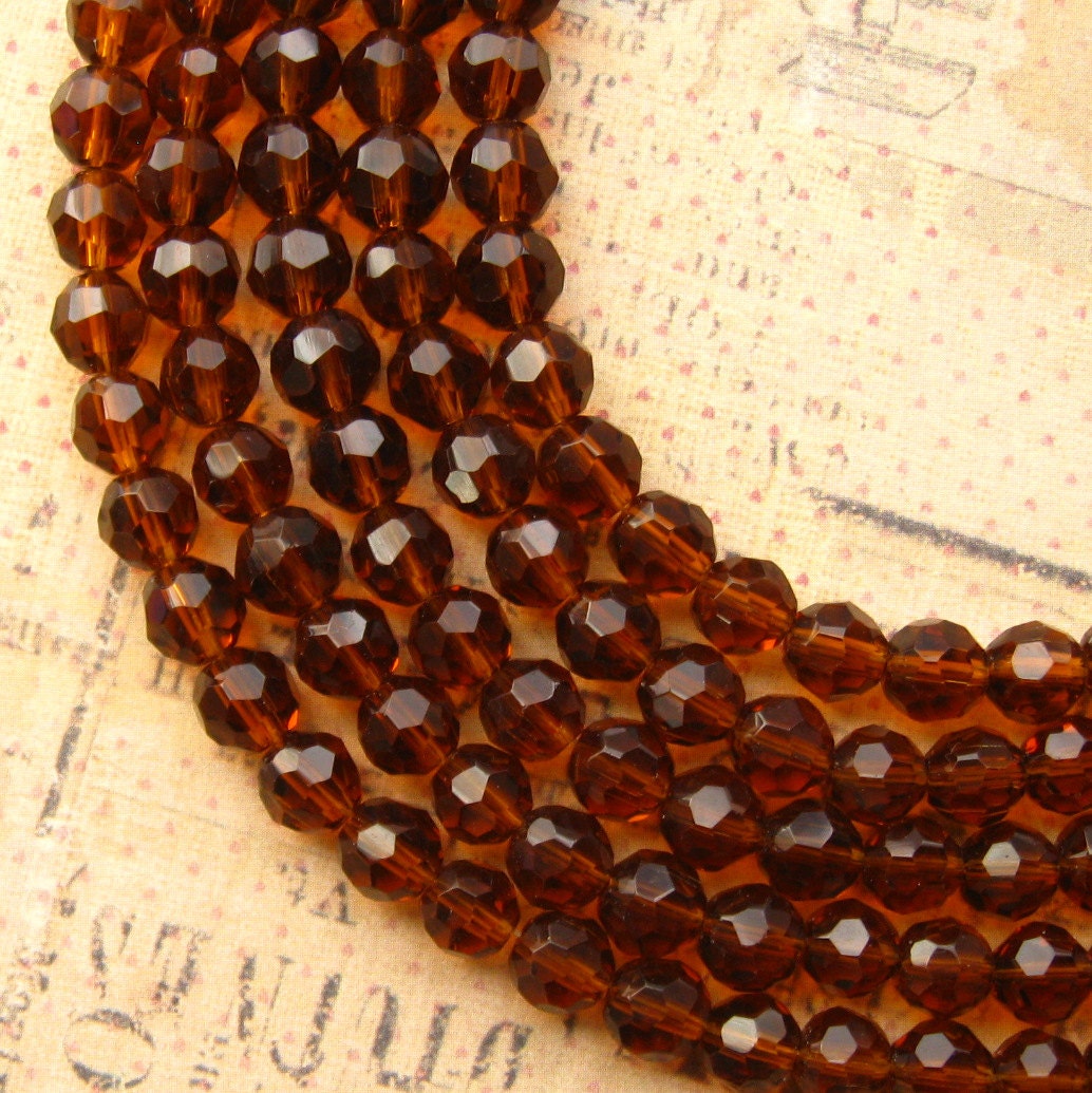 50 Pieces 6mm Brown Glass Beads One 11 Strand 6mm Dark Etsy