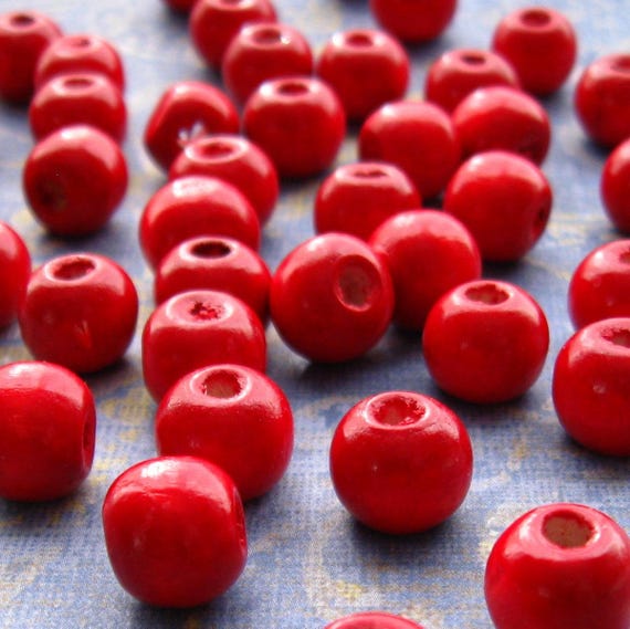 red wooden beads 10mm