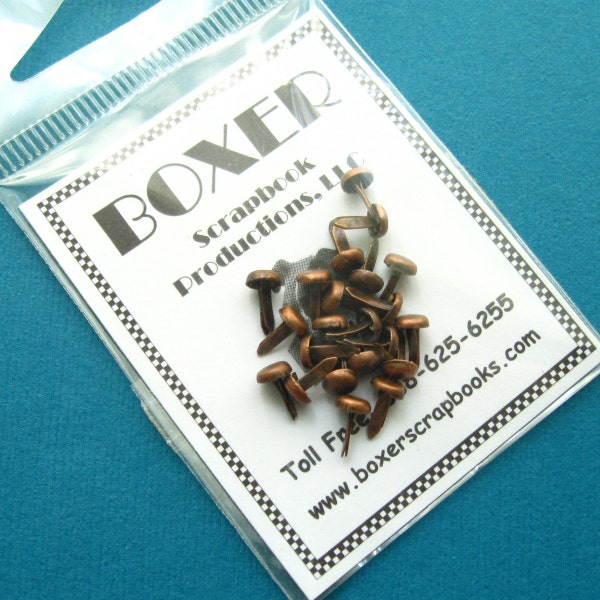 SALE - Antique Copper Finish Mini Brads - Set of 20 -  Boxer Brand Paper Fasteners
