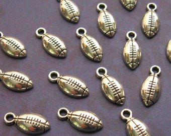 Silver Football Charms 15mm - 20 Pieces - Antique Silver NFL Sports Charms, Lead Free, Nickle Free (SC0124)