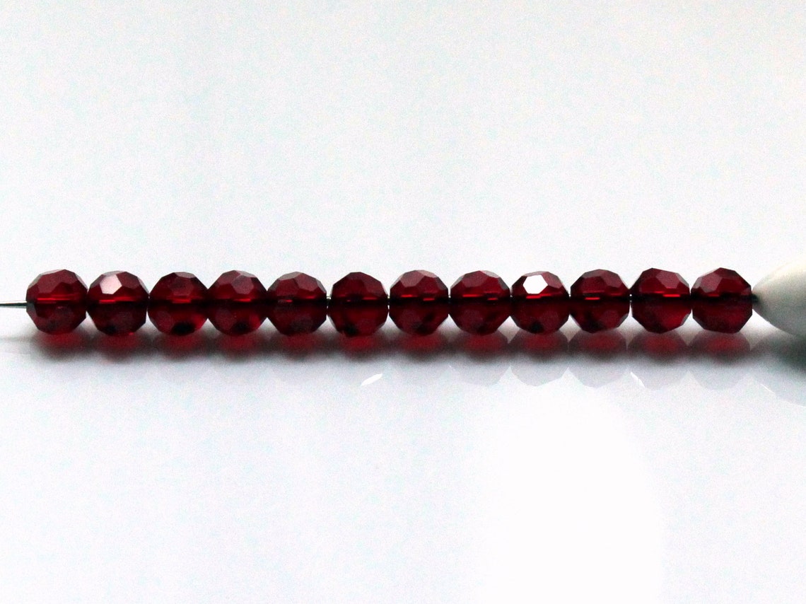 6mm Dark Red Crystal Beads Set of 50 6mm Wine Red Round Etsy