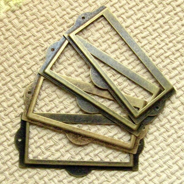 Antique Brass Label Holder - Set of 5 With Screws - Antique Bronze Card Holders, 9cm Wide,  Label Frames, Bronze Label Holders (LH0014)