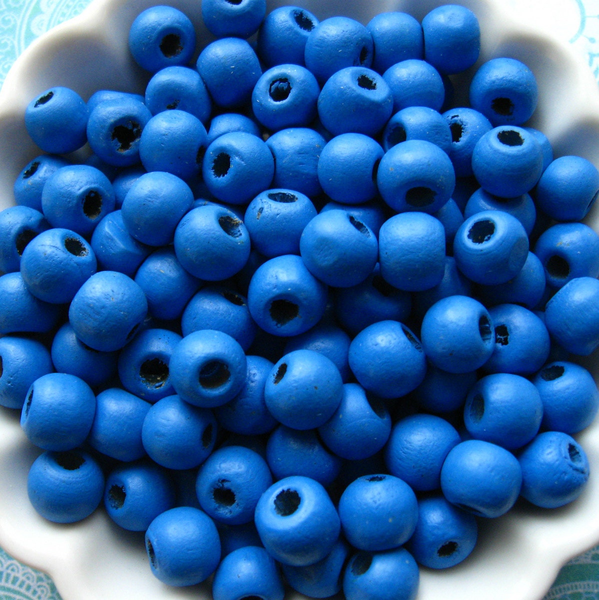 100 Pieces 8mm Blue Wooden Beads Glossy Finish 8mm Sky Blue Etsy