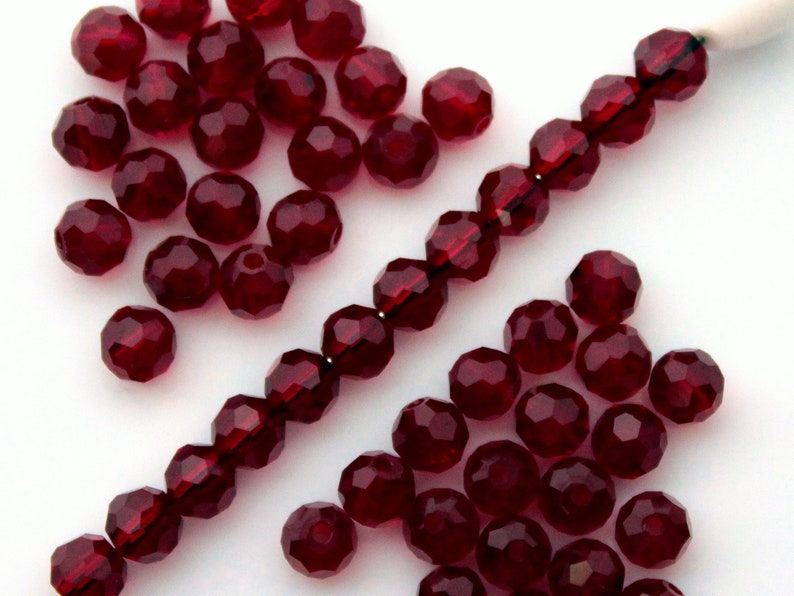 6mm Dark Red Crystal Beads Set of 50 6mm Wine Red Round Etsy