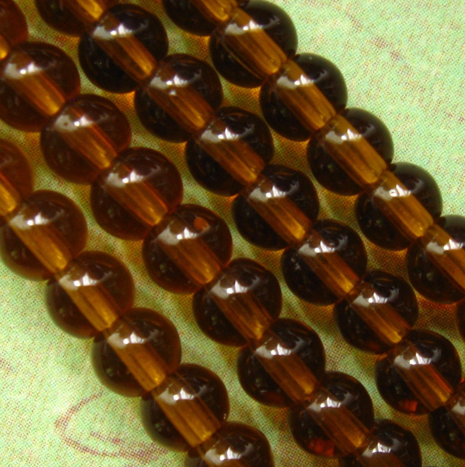 4mm Brown Glass Beads Round 160 Beads Two 10 Etsy