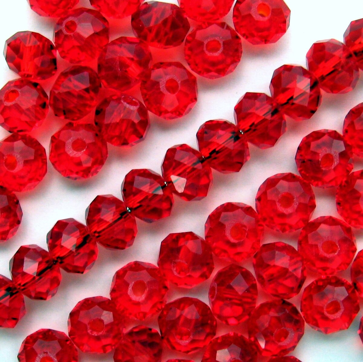 8mm Red Rondelle Crystal Beads Set of 50 Cherry Red Glass Etsy