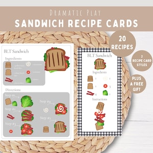 Sandwich Recipe Cards Printables For Dramatic Play-Build A Sandwich Preschool Montessori Sequence Activity PDF-Prek Deli Pretend Play