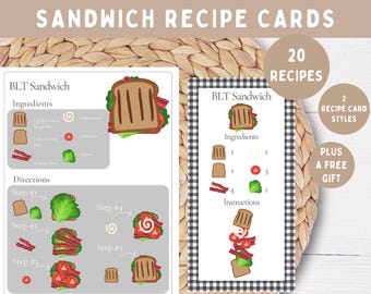 Sandwich Recipe Cards Printables For Dramatic Play-Build A Sandwich Preschool Montessori Sequence Activity PDF-Prek Deli Pretend Play
