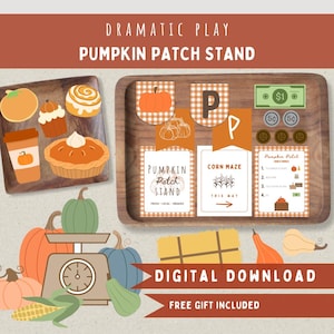 Pumpkin Patch Stand Dramatic Play Printable-Farmers Market Pretend Play-Fall Playroom-Autumn Harvest Montessori Activity