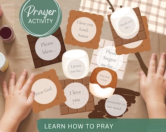 Kids Smores Prayer Sandwich Craft Activity Printable-Christian Sunday School Praying Lesson-Learn How To Pray Prompt-Summer VBS Church Craft