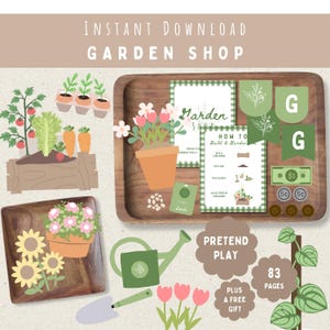 Garden Shop Pretend Play Printable-Green House Dramatic Prints-Build A Garden & Flower Pot Sequencing Cards-Toddler Prek Gardening Activity