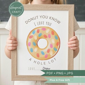 Donut Fingerprint Craft Printable-Donut You Know I Love You A Hole Lot Doughnut Sprinkles Handprint Painting Activity-Kids Keepsake Artwork