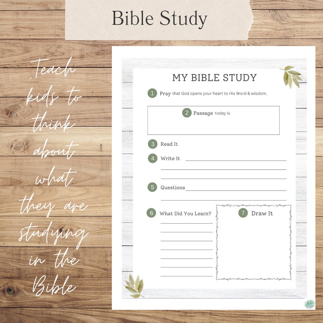 Kids Bible Study Printable Christian Journal Homeschool Daily Routine ...